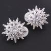 GRACE JUN 14K White Gold Plated CZ Clip On Stud Earrings Sparkling Cubic Zirconia Non Pierced Clip-Earrings For Women Ear Clip (Silver Clip-ons Earrings) view 3