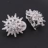 GRACE JUN 14K White Gold Plated CZ Clip On Stud Earrings Sparkling Cubic Zirconia Non Pierced Clip-Earrings For Women Ear Clip (Silver Clip-ons Earrings) view 4