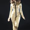 1/6 Scale Female Clothes,Female High Neck Zipper Leather Bodysuit Clothing for 12inch PH TBL JO Action Figure Body (Golden) view 1