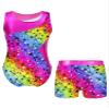 Fldy Kids Girls Athletic Tank Top Leotard and Shorts Set Gymnastics Dancewear Outfits Sleeveless Ballet Dance Leotard Starry Rainbow 12 Years view 2