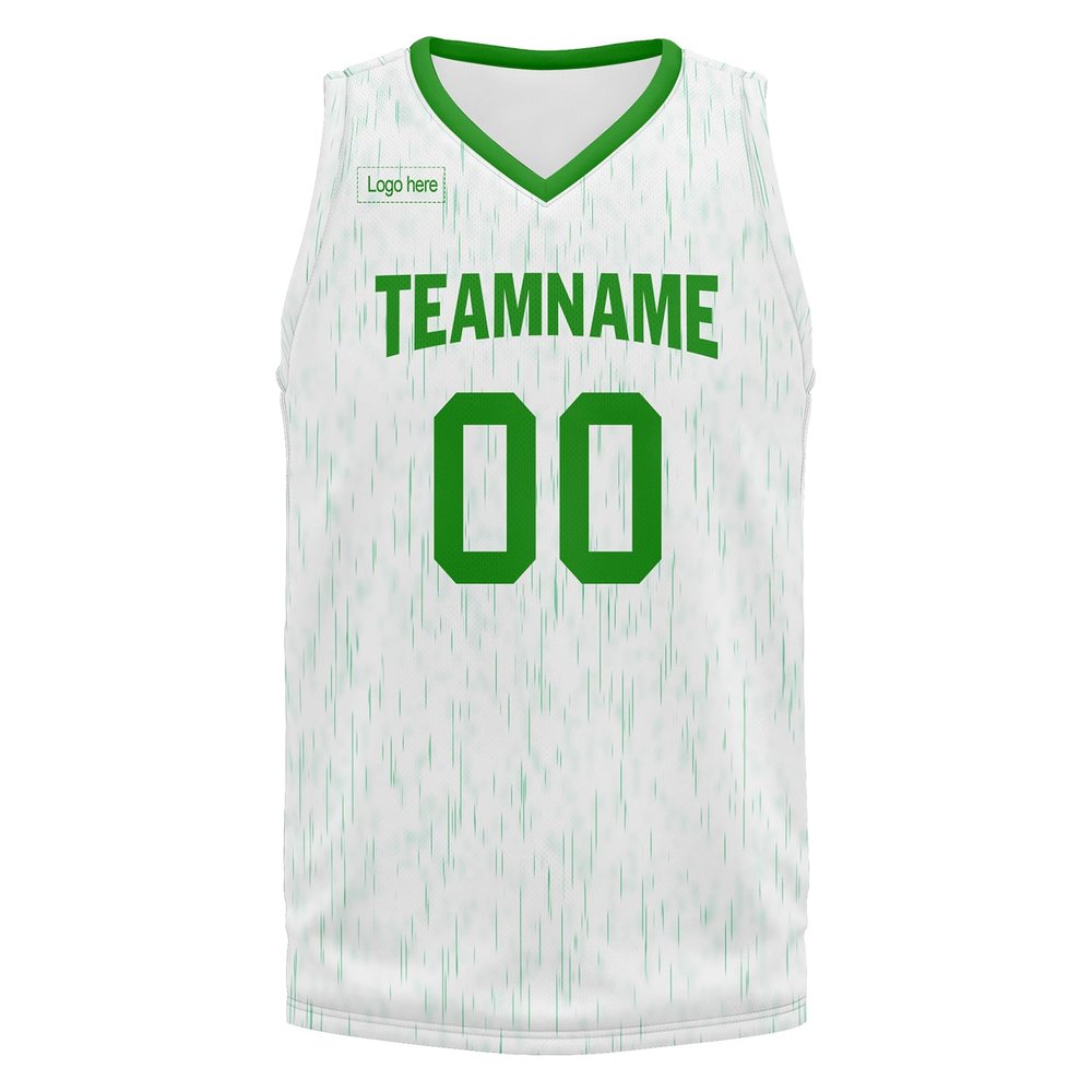 Custom Basketball Jersey for Men Basketball Uniform Youth Kids with Name,Numer,Logo, Personalized Team Jerseys Sportwear White-Green