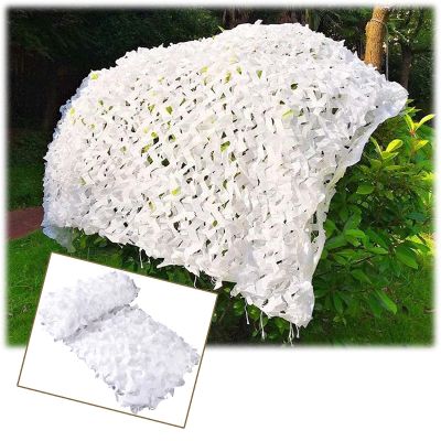 Jolan Reinforced Camouflage Netting, White Decorative Shade Net, Camo Netting for Hunting, Military, Camping, Sunscreen Camouflage Net 2m 3m 4m 5m 6m 7m 8m 9m 10m, Car Cover,White-4x4m(13.1 * 13.1ft)
