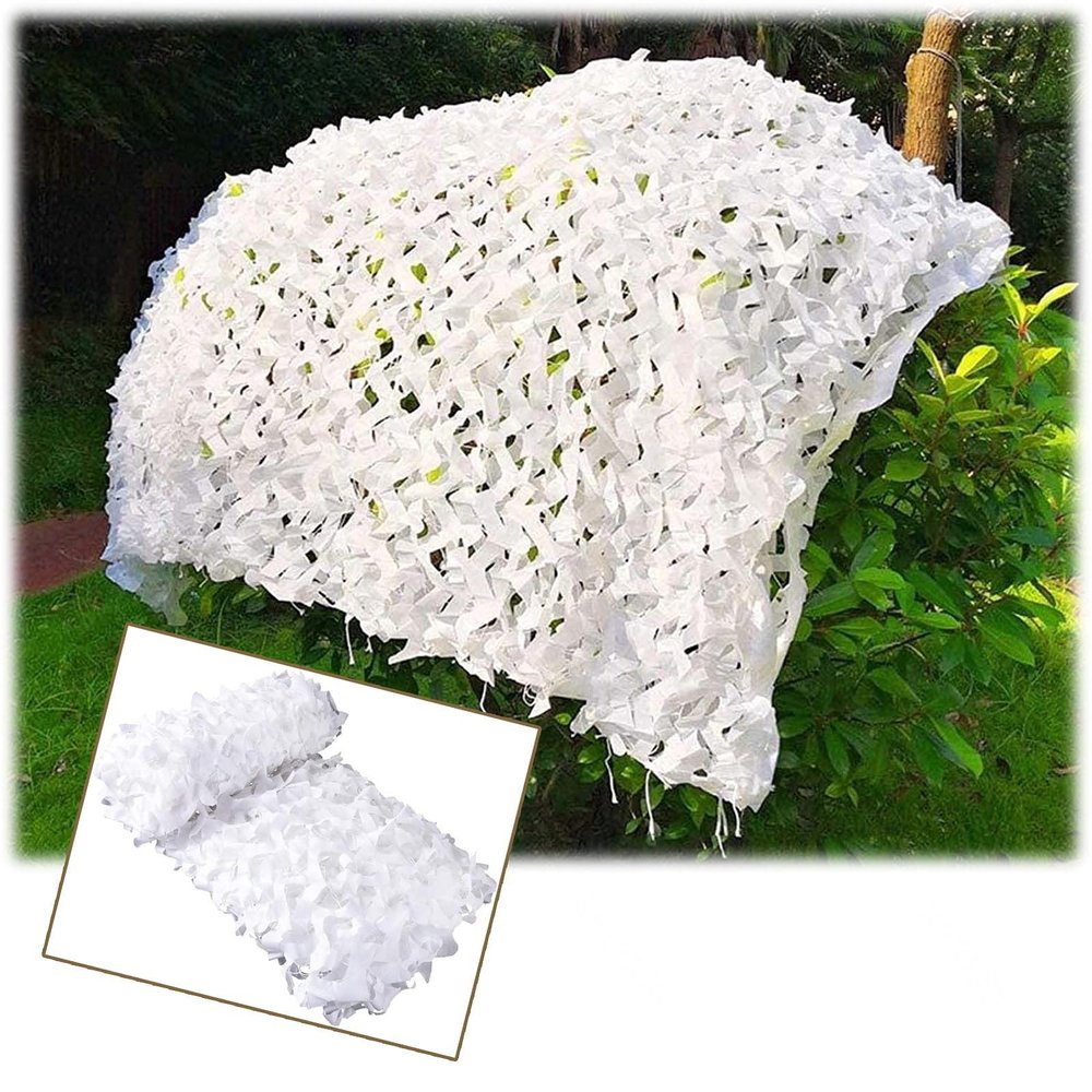 Jolan Reinforced Camouflage Netting, White Decorative Shade Net, Camo Netting for Hunting, Military, Camping, Sunscreen Camouflage Net 2m 3m 4m 5m 6m 7m 8m 9m 10m, Car Cover,White-4x4m(13.1 * 13.1ft)