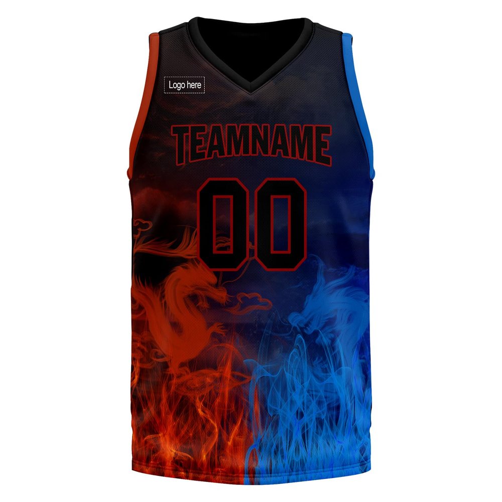 Custom Basketball Jersey for Men Basketball Uniform Youth Kids with Name,Numer,Logo, Personalized Team Jerseys Sportwear Rd-bl-wh Small
