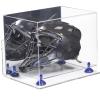 Better Display Cases Clear Acrylic Catchers Helmet Display Case with Mirror Case, Dark Blue Risers, Wall Mount and Clear Base 14.5" x 11" x 12" (V44/A002) view 1