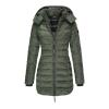 JEsilunmaMY Women's Slim Fit Puffer Coat Zip Up Long Sleeve Warm Winter Hooded Parkas Solid Color Thicken Down Outwear Jacket (Green,Small) view 1