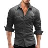 Maiyifu-GJ Men's Long Sleeve Denim Shirt Casual Button-Down Western Regular Fit Shirts Slim Fit Washed Jean Shirt (Light Grey,3X-Large) view 2