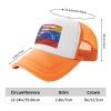 American Venezuela Combined Corrugated Flag Baseball Cap Trucker Hat for Men and Women Adjustable Outdoor Mesh Snapback Hat Orange view 3