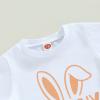 Toddler Infant Baby Boy Easter Outfit Clothes Short Sleeve Bunny Letter Printed T-Shirt Tops and Jogger Pants Set (White Grey, 18-24 Months) view 2