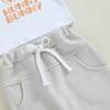 Toddler Infant Baby Boy Easter Outfit Clothes Short Sleeve Bunny Letter Printed T-Shirt Tops and Jogger Pants Set (White Grey, 18-24 Months) view 4
