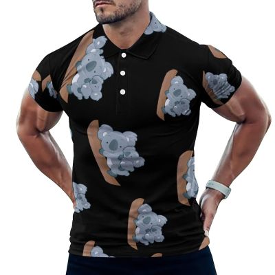 Cute Australia Koala Bear Men's Polo Shirt Short Sleeve Dual Tipped Collar Casual T-Shirt Tee Tops M