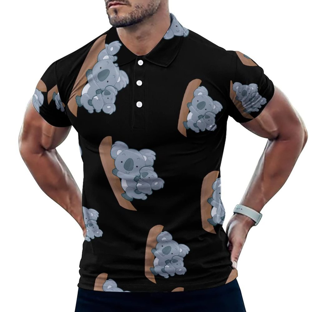 Cute Australia Koala Bear Men's Polo Shirt Short Sleeve Dual Tipped Collar Casual T-Shirt Tee Tops M