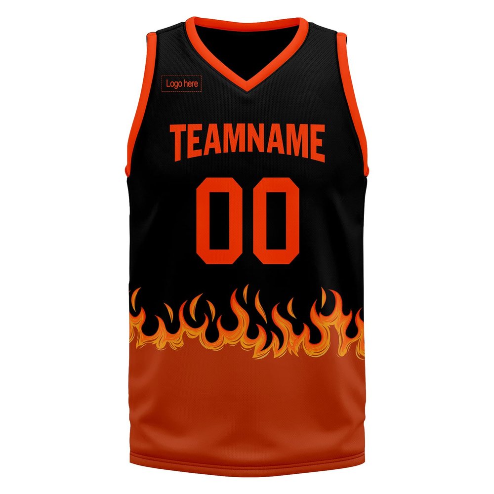 Custom Basketball Jersey for Men Basketball Uniform Youth Kids with Name,Numer,Logo, Personalized Team Jerseys Sportwear Black-Orange
