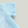 Toddler Infant Baby Boy Easter Outfit Clothes Short Sleeve Bunny Letter Printed T-Shirt Tops and Jogger Pants Set (Blue, 18-24 Months) view 3
