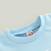 Toddler Infant Baby Boy Easter Outfit Clothes Short Sleeve Bunny Letter Printed T-Shirt Tops and Jogger Pants Set (Blue, 2-3 Years) view 2
