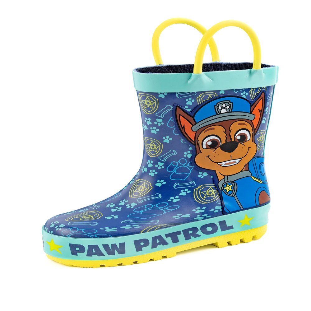 Paw Patrol Chase Boys Blue Storm Boots with Handles | Vibrant blue and yellow Design
