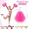 Lenwen 40 Pack Pom Poms Cheerleading Sports Dance Spirited Plastic Cheer Pompom Cheerleading Poms with Handles for Adults Rooters Sports Team Cheering Party(Pink) view 2