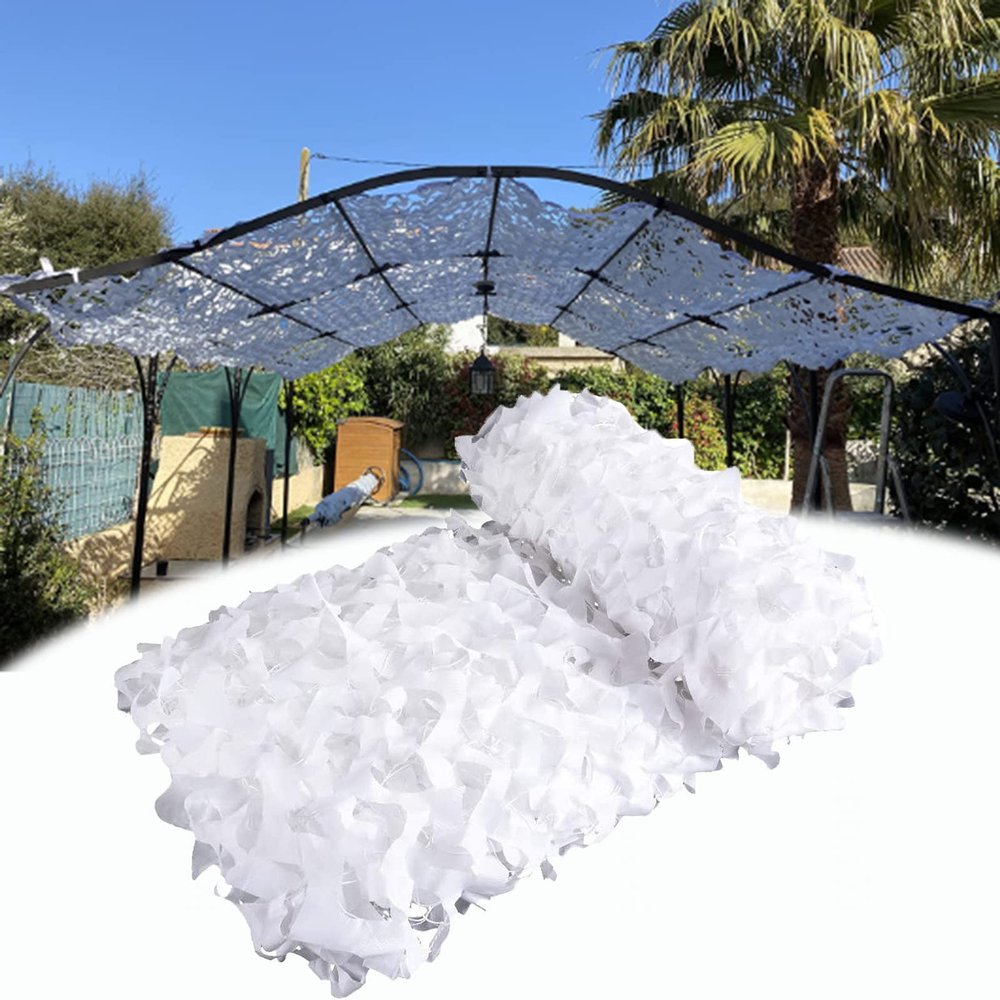 Jolan Camouflage Netting for Pergola,White Reinforced Camo Netting 2m 3m 4m 5m 6m 7m 8m 9m,Shade Net,Camouflage Net Military,Camping,Hunting,Decoration,Sunscreen,Car Cover,White-2x2.5m(6.6 * 8.2ft)