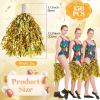 Leyndo 150 Pcs Pompoms Cheerleading Bulk Gold Metallic Foil Pom Poms with Baton Handle Cheerleader Pompoms for Sports Game Squads Dancing Party Football Basketball view 2