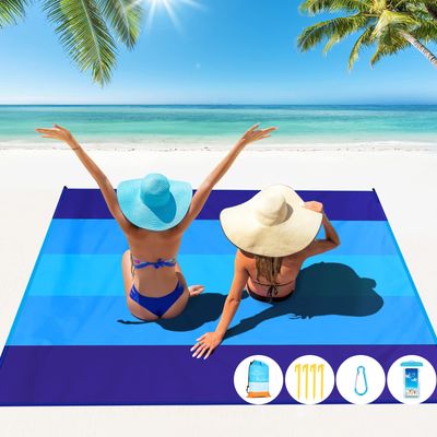 Famstar Beach Blanket Oversized Extra Large 78" X 81",Waterproof Sandproof Beach Blanket 1-7 Adults Lightweight Durable for Travel Camping Hiking Picnic
