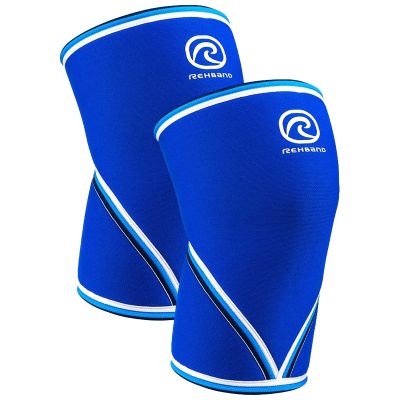 Rehband 7051 Classic 7mm V-Knee-Sleeve for Weightlifting, Competition Grade Powerlifting Knee Sleeve, Compression Sleeve for Crossfit, Squats, Gym, Colour:Blue - 1 Pair, Size:XX-Large