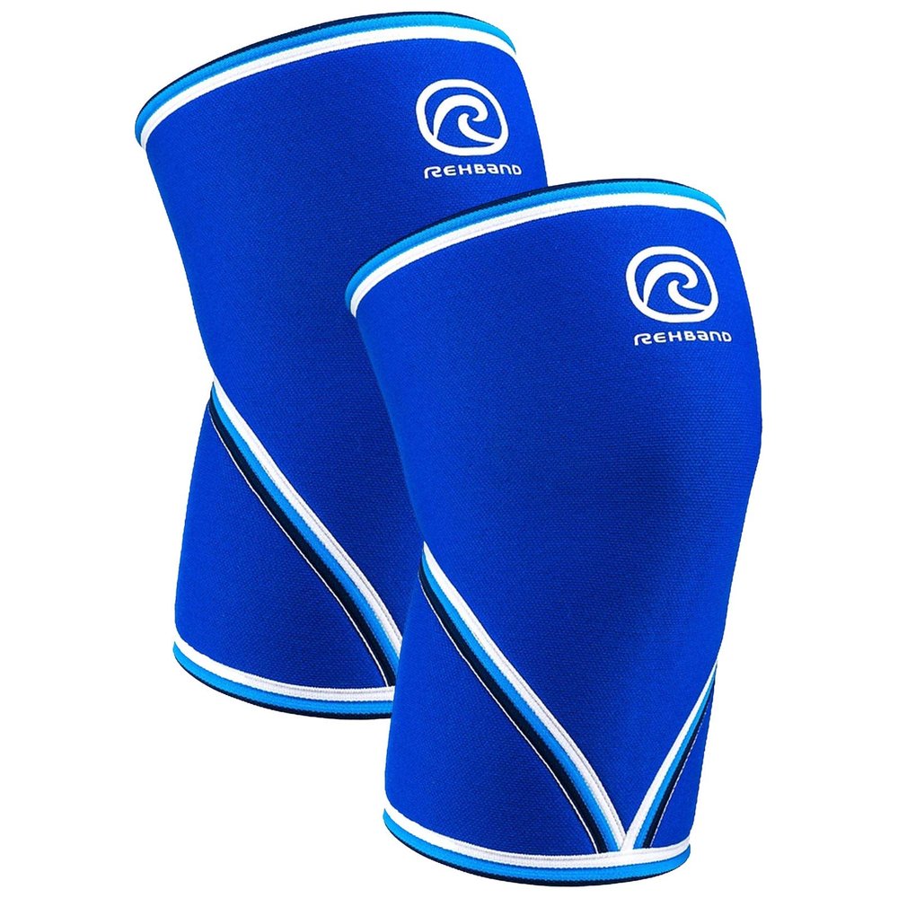 Rehband 7051 Classic 7mm V-Knee-Sleeve for Weightlifting, Competition Grade Powerlifting Knee Sleeve, Compression Sleeve for Crossfit, Squats, Gym, Colour:Blue - 1 Pair, Size:XX-Large