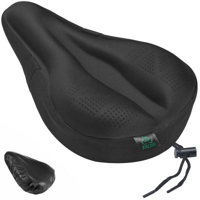 Zacro Bike Seat Cushion - Padded Gel Bike Seat Cover for Men & Women, Extra Padding Bicycle Saddle fit with Peloton/Spin Stationary Exercise/Mountain Road Cycling Bike (Small, Black)