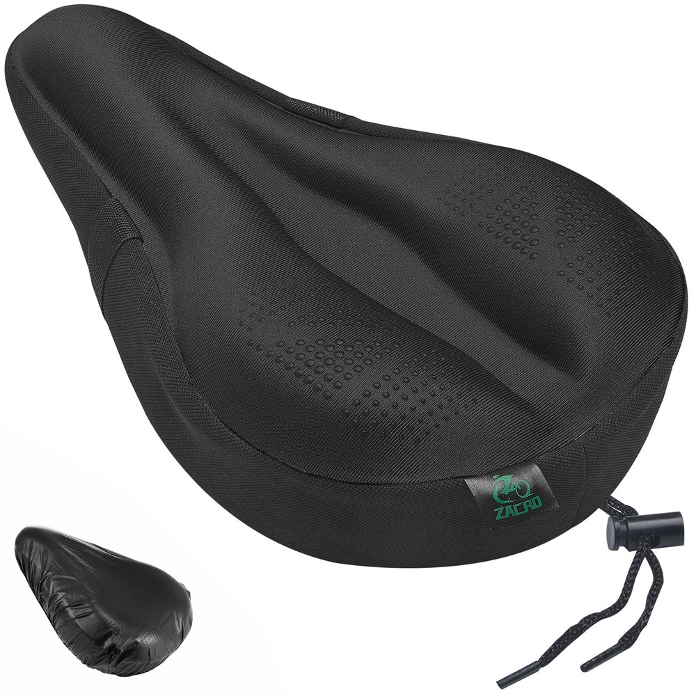 Zacro Bike Seat Cushion - Padded Gel Bike Seat Cover for Men & Women, Extra Padding Bicycle Saddle fit with Peloton/Spin Stationary Exercise/Mountain Road Cycling Bike (Small, Black)