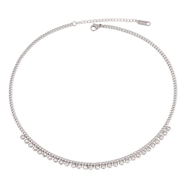 Necklace for Women Gold Silver Color Round Heart Tassel Clavicle Chain Choker Necklace Jewelry