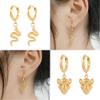 18K Gold Plated Hoop Earring Earrings for Women Snake Leopard Animal Earrings Heart Pendant Earring Jewelry view 2