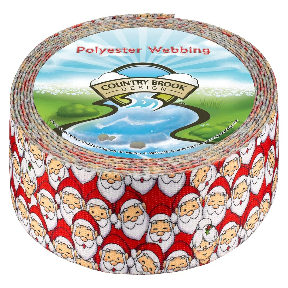 Country Brook Design - 1 Inch Where's Merry Polyester Webbing, 10 Yards