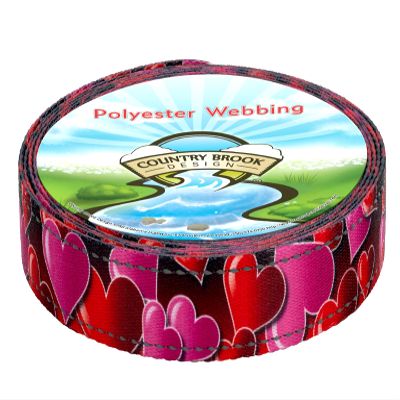 Country Brook Design - Romantic Hearts Reflective Polyester Webbing (1 Inch, 20 Yards)