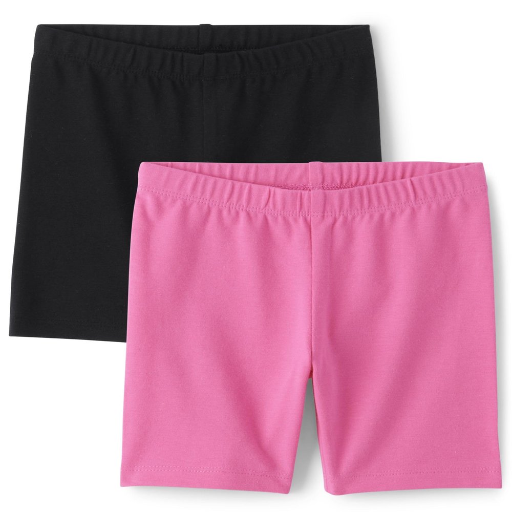 The Children's Place Baby Girls and Toddler Mix Match Bike 2-Pack Shorts, Pink/Black/ 2 Pack, 4T US