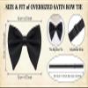 ZEYMINER Formal Bow Ties for Men, Pre-Tied Black Bow Tie for Tuxedo Suit - Oversize Wedding Bowties, Elegant Tuxedo Bow Tie, Classic Black Bow for Formal Occasions, Classic Pre-Tied Solid Bowtie view 4
