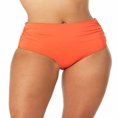 Anne Cole Womens High Waist Fold Over Shirred Swimsuit Bikini Bottoms