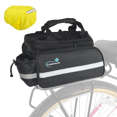 Lumintrail Bike Rack Bag, Expandable Rear Trunk Bicycle Carrier Commuter Pannier Handbag with a Waterproof Rain Cover 13L