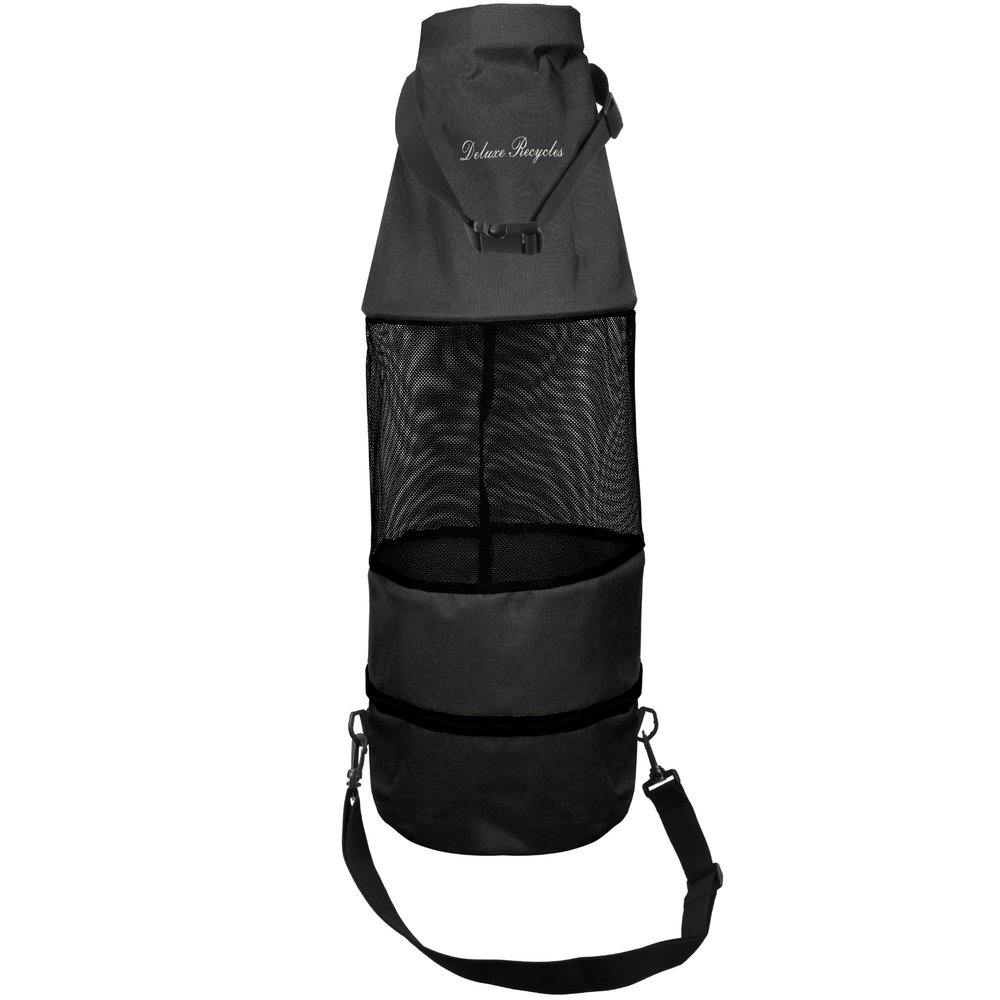 Deluxe Recycles Boat Trash Can Bag - Durable 600D Mesh Oxford Fabric, Bottom Zipper, and Washable - Ideal for Boats, Kayaks, Campers, RVs, and More (Black)