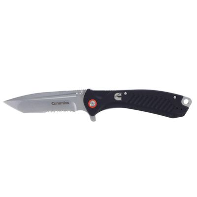 Cummins Serrated Edge Folding Pocket Knife 4-Inch Tanto Blade CMN4724 with Liner Lock Lightweight Utility Knife - Black