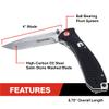 Cummins Serrated Edge Folding Pocket Knife 4-Inch Tanto Blade CMN4724 with Liner Lock Lightweight Utility Knife - Black view 4