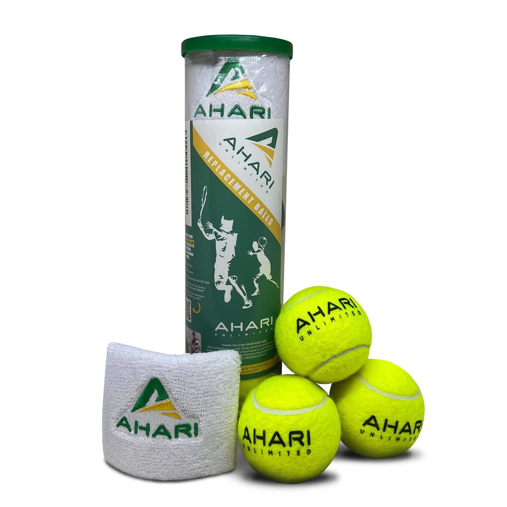 Ahari Unlimited Premium 3 Replacement Tennis Rebound Balls, String & Wristband - Portable Self Practice Training Exercise Sport Equipment, Trainer for Solo Training (3 Pack)