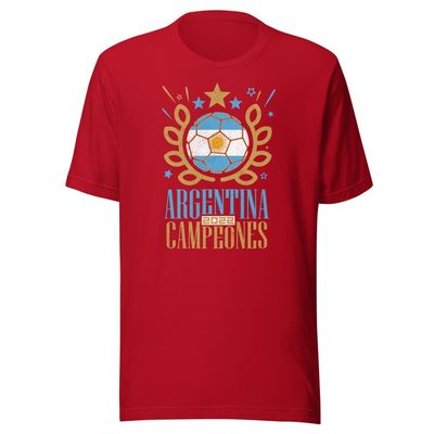 Argentina Campeones Del Mundo 2022 World Champions T-Shirt Red