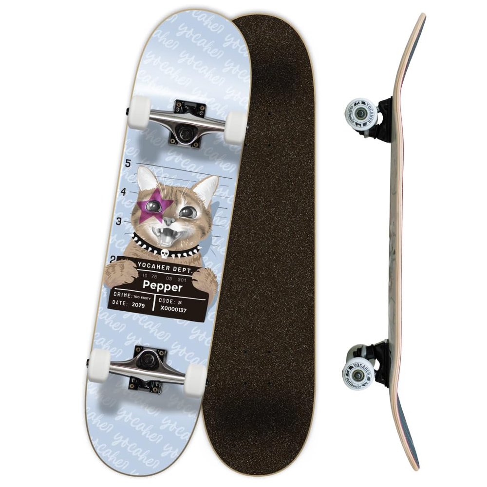Yocaher Complete 31" x 7.75" Skateboards w/Premium Skateboard Grip Tape, Pro Aluminum Alloy Truck, ABEC-9 Bearing, 54mm Wheels