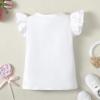 ZFZDRen 12M-7Y Toddler Baby Girls T Shirt Solid Color Blouse Ruffle Top Cotton Casual Tees Plain Shirt (12-18 Months, B048) view 3
