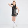 LOLANTA Girls Sequin Dance Dress Sparkle Hip Hop Jazz Dance Outfits Sleeveless Top Shorts (Black, 8-9 Years) view 3
