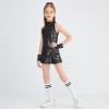 LOLANTA Girls Sequin Dance Dress Sparkle Hip Hop Jazz Dance Outfits Sleeveless Top Shorts (Black, 8-9 Years) view 4