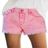 luvamia Jean Shorts Womens Mid Rise Stretchy Cut Off Frayed Denim Shorts Ripped Summer Casual Beach Vacation Clothes Hot Pink(Snow Wash) Size XX-Large Fits US 20-22 view 1