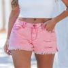 luvamia Jean Shorts Womens Mid Rise Stretchy Cut Off Frayed Denim Shorts Ripped Summer Casual Beach Vacation Clothes Hot Pink(Snow Wash) Size XX-Large Fits US 20-22 view 2