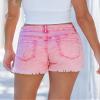 luvamia Jean Shorts Womens Mid Rise Stretchy Cut Off Frayed Denim Shorts Ripped Summer Casual Beach Vacation Clothes Hot Pink(Snow Wash) Size XX-Large Fits US 20-22 view 3