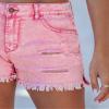 luvamia Jean Shorts Womens Mid Rise Stretchy Cut Off Frayed Denim Shorts Ripped Summer Casual Beach Vacation Clothes Hot Pink(Snow Wash) Size XX-Large Fits US 20-22 view 4