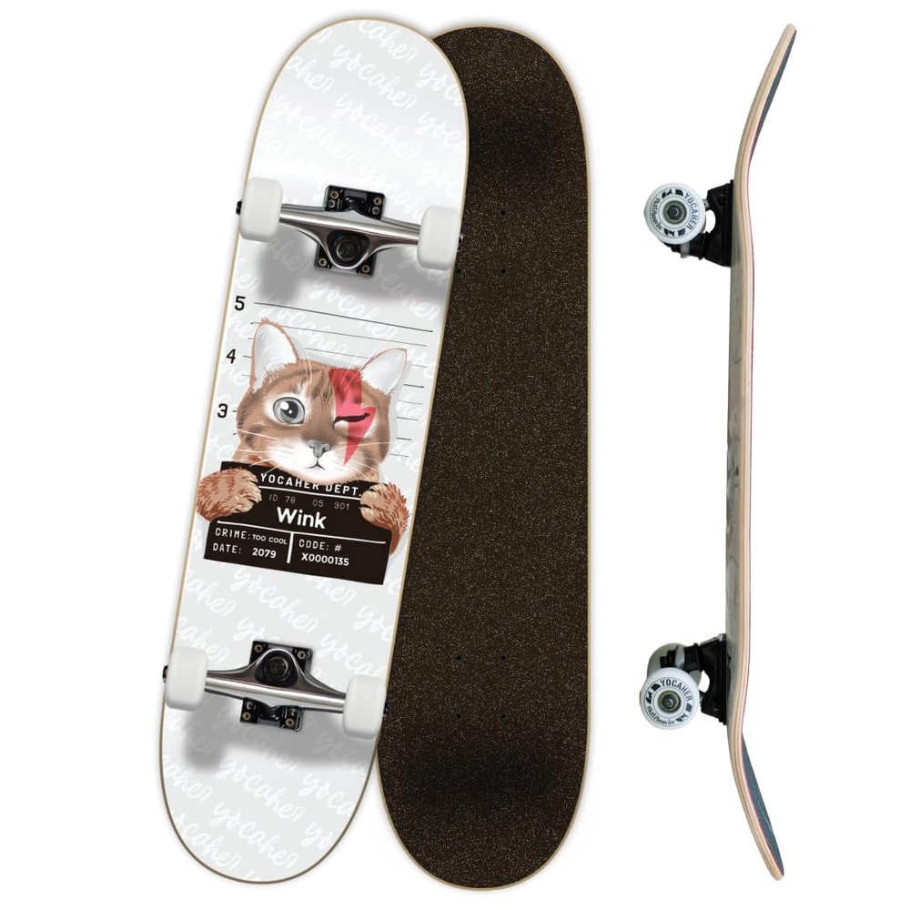 Yocaher Complete 31" x 7.75" Skateboards w/Premium Skateboard Grip Tape, Pro Aluminum Alloy Truck, ABEC-9 Bearing, 54mm Wheels